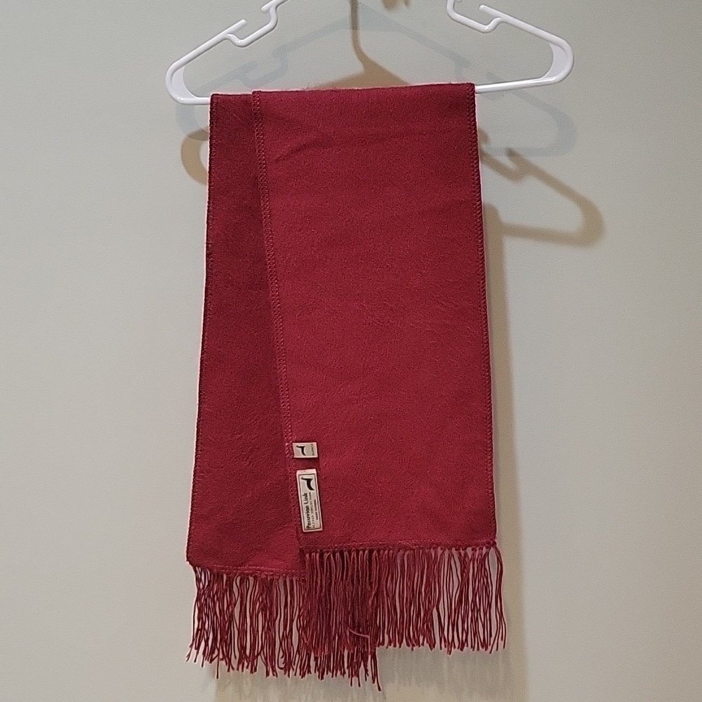 PERUVIAN LINK Alpaca Collection Made in Peru deep red scarf. 100% alpaca wool